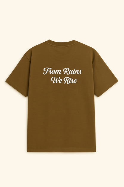 Autrefois - Relaxed Fit T-Shirt "From Ruins We Rise" in Brown
