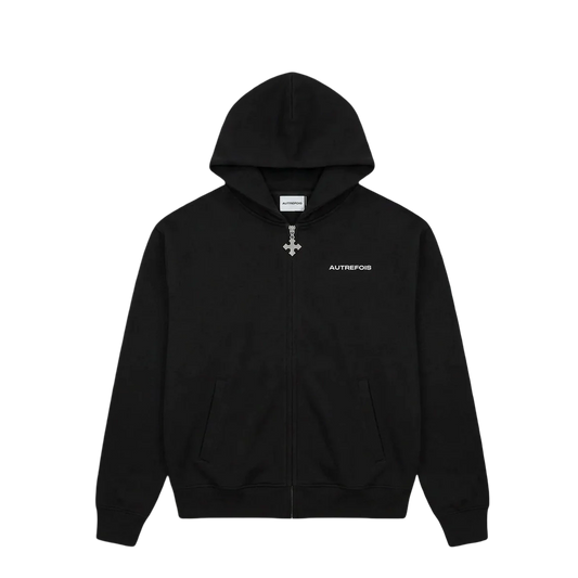Black Zip Hoodie - Cozy Boxy Relaxed Fit
