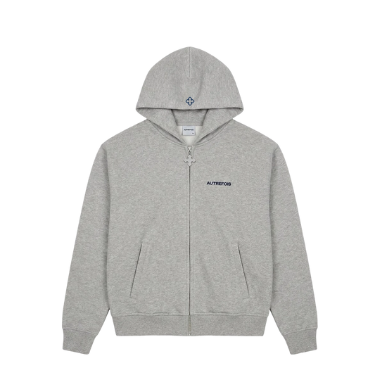 Grey Zip Hoodie - Cozy Boxy Relaxed Fit