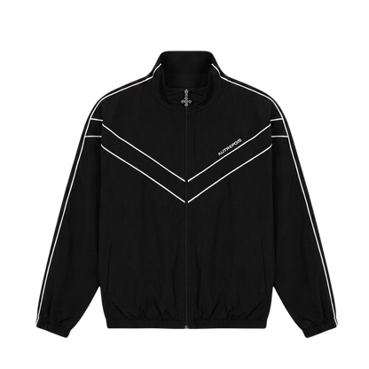 Baggy Fit Nylon Track Jacket - Black