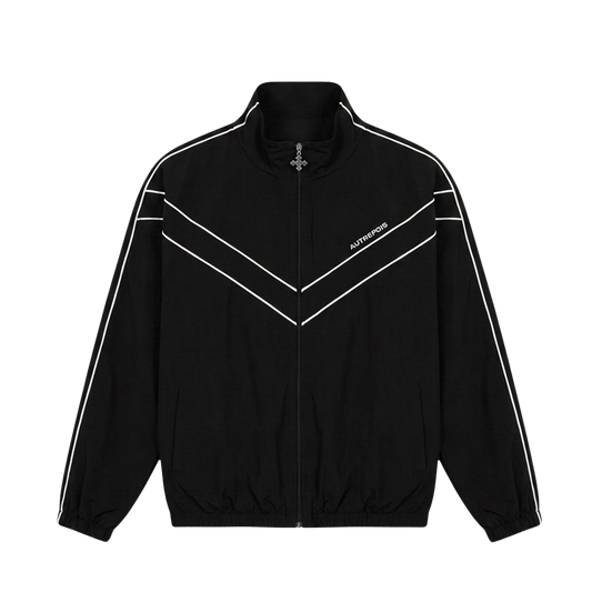Baggy Fit Nylon Track Jacket - Black